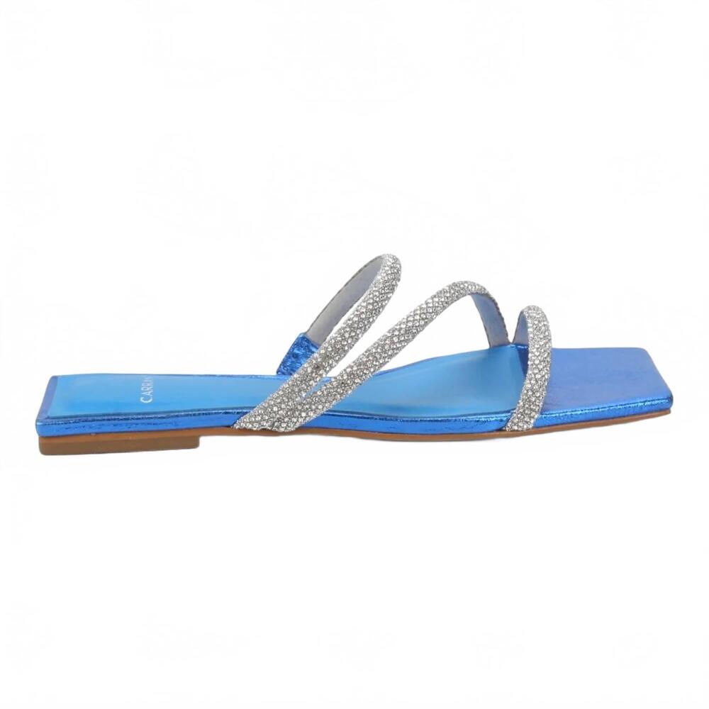 NEW CARRANO women's sue dress flat sandal in blue